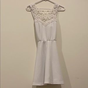 Lacy White Crossback Skater Dress